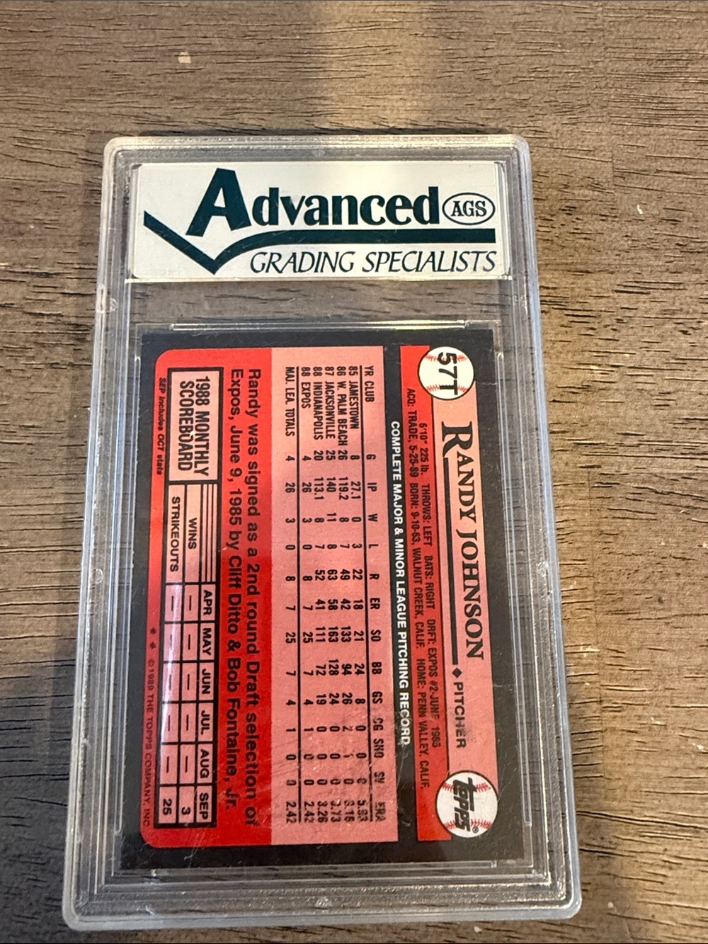 1989 Topps  Randy Johnson #57T Rookie Card - Picture 2 of 2